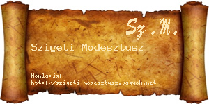 Szigeti Modesztusz névjegykártya